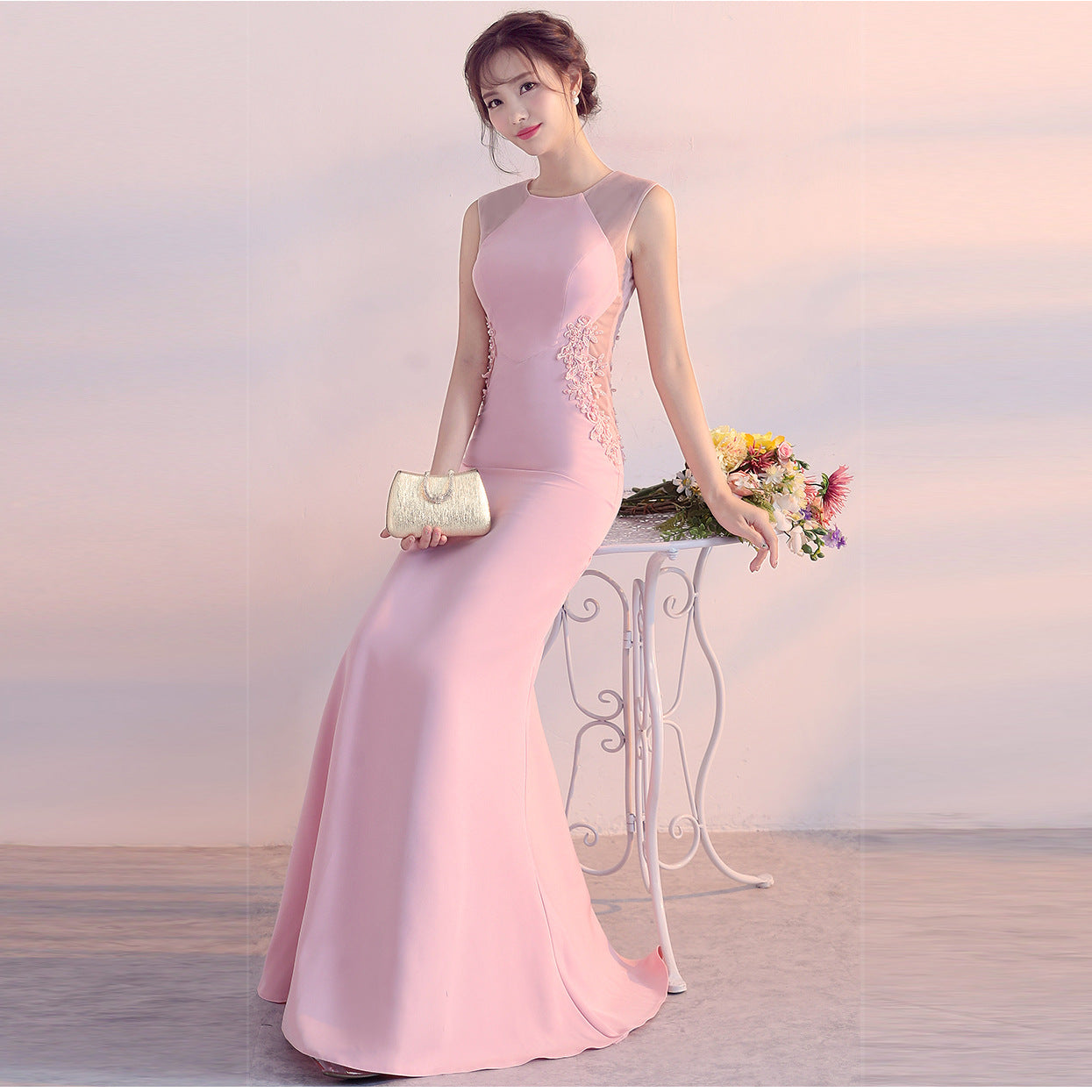 Vestido de noche para mujer, cóctel, anfitrión, ajustado, elegante, cinco colores, vestido de fiesta, vestido maxi