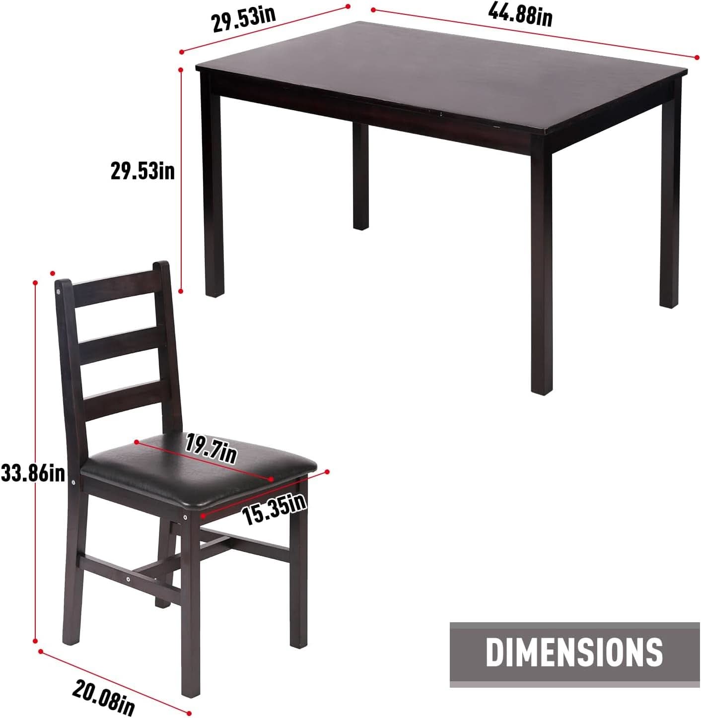 Mesa de comedor de madera maciza de lujo, premium, marrón para cuatro