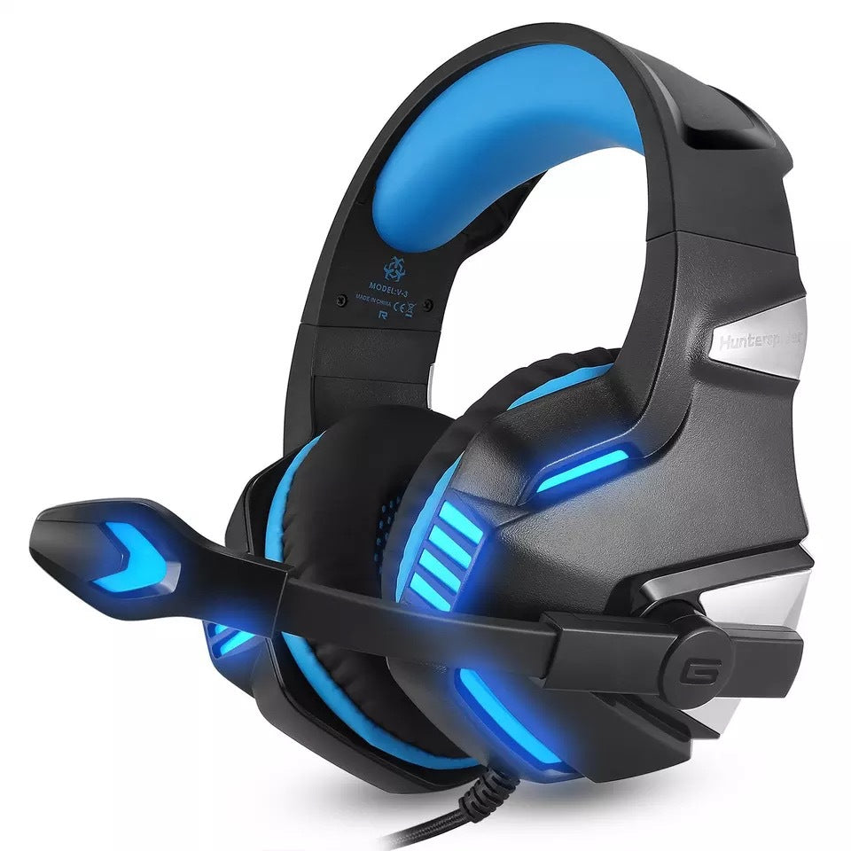Auriculares para juegos de PS4 con cable luminosos montados en la cabeza