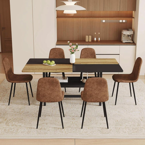 71 Inch Weathered Brown Premium Rustic Dining Table Set
