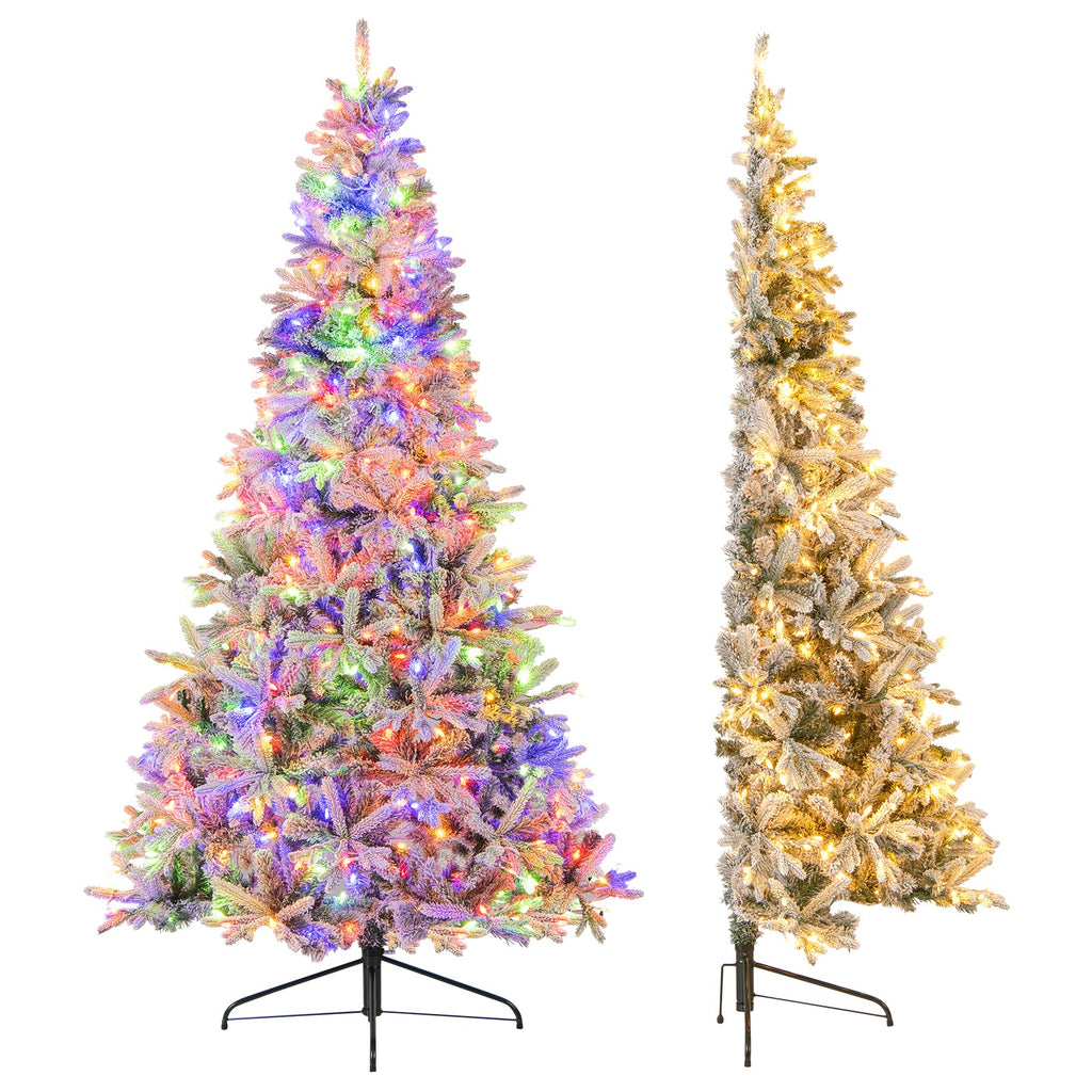 7 Feet Half Artificial Christmas Tree with 852 PE & PVC Branch Tips and 9 Modes-M