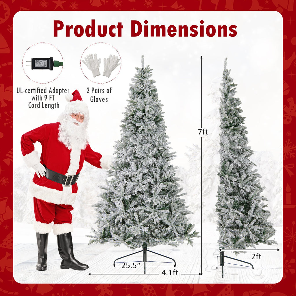 7 Feet Half Artificial Christmas Tree with 852 PE & PVC Branch Tips and 9 Modes-M
