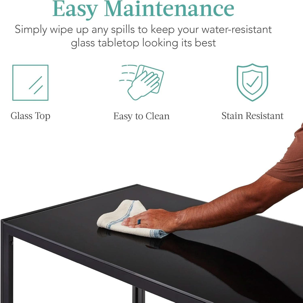Juego de mesa de comedor de vidrio templado Ultra Lux negro de 51 pulgadas