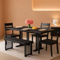 Juego de comedor rectangular gris oscuro de 63 pulgadas estilo rústico