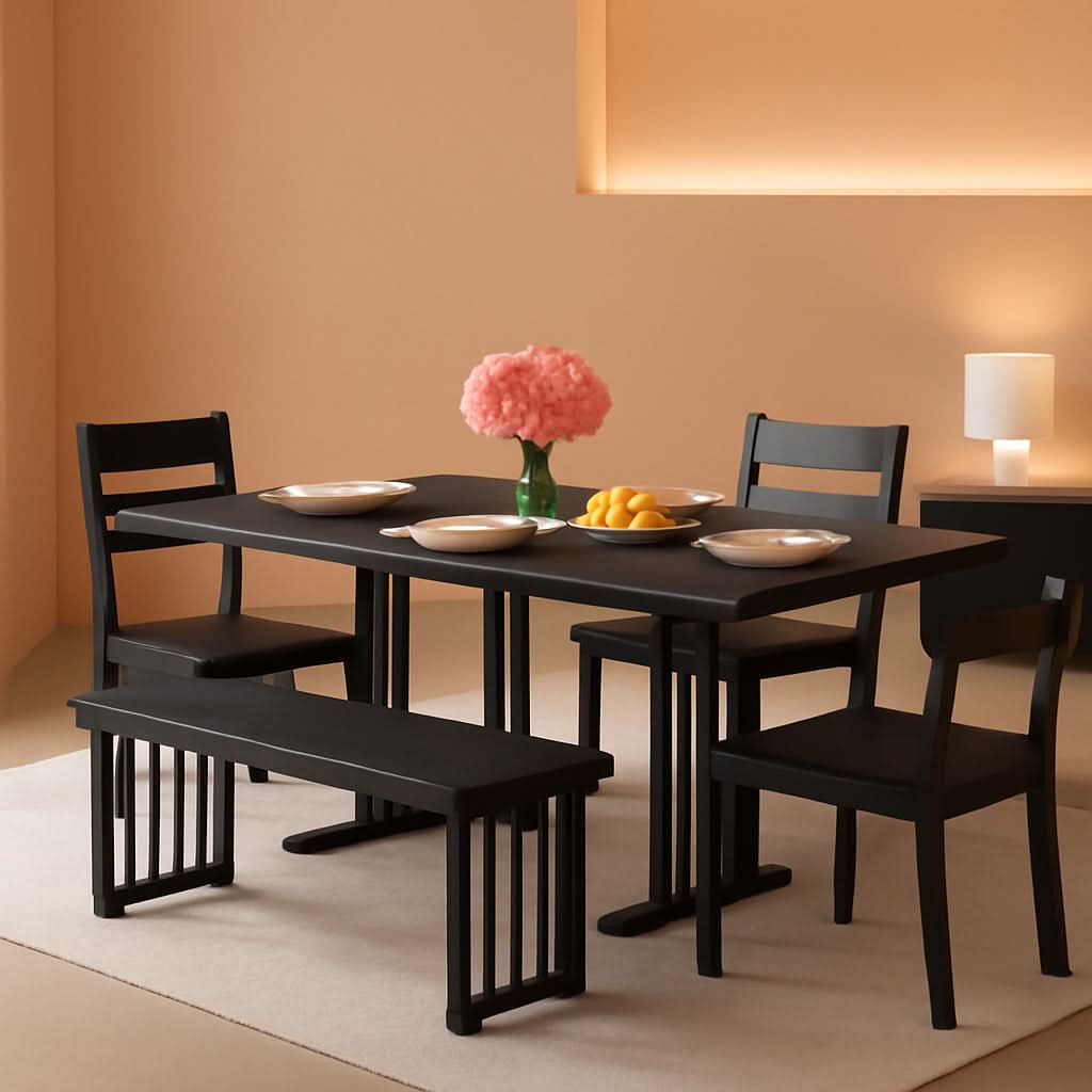 Juego de comedor rectangular gris oscuro de 63 pulgadas estilo rústico