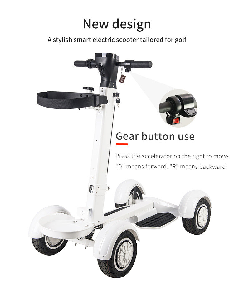 Patinete eléctrico plegable de cuatro ruedas para campo de golf, ligero y con tabla larga