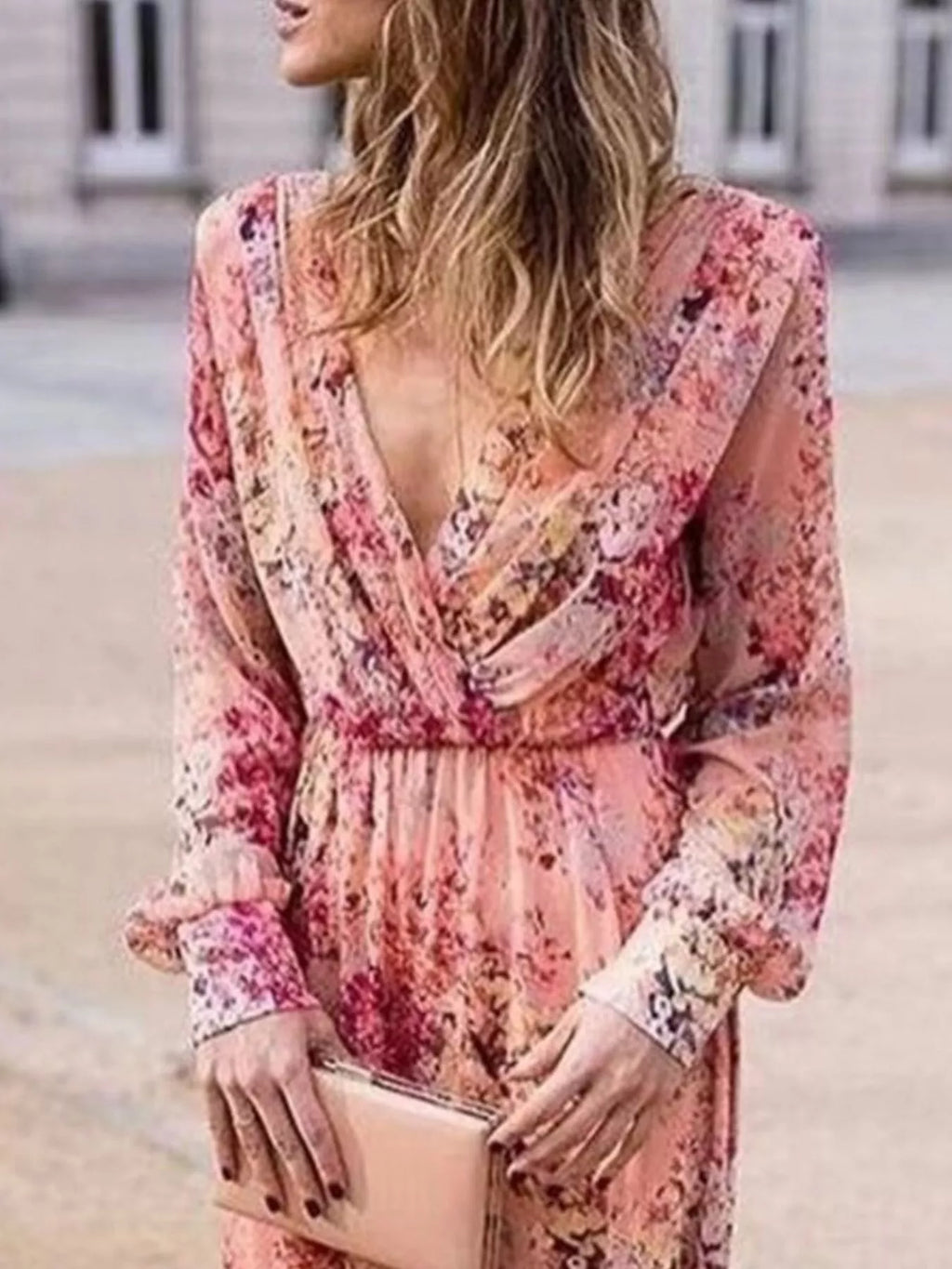 Floral Print Long Sleeve Maxi Dress
