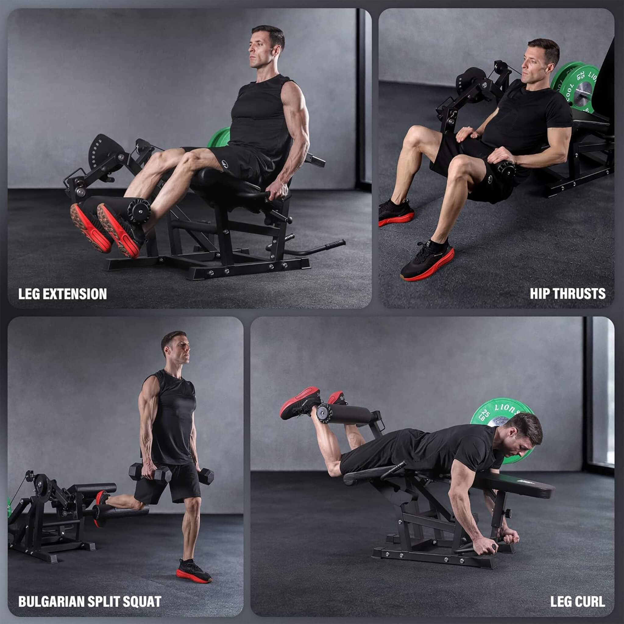 Máquina Rovix 800LBS ajustable para extensión y flexión de piernas (SAK70528)