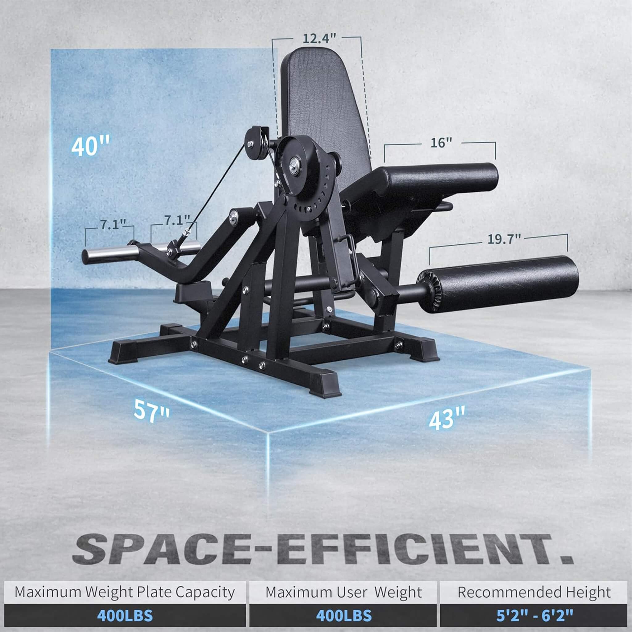 Máquina Rovix 800LBS ajustable para extensión y flexión de piernas (SAK70528)