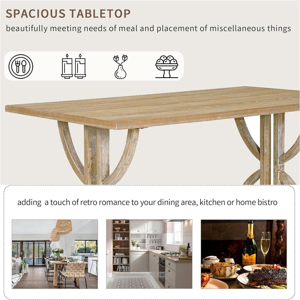 Juego de Comedor Rectangular Industrial de Madera Maciza