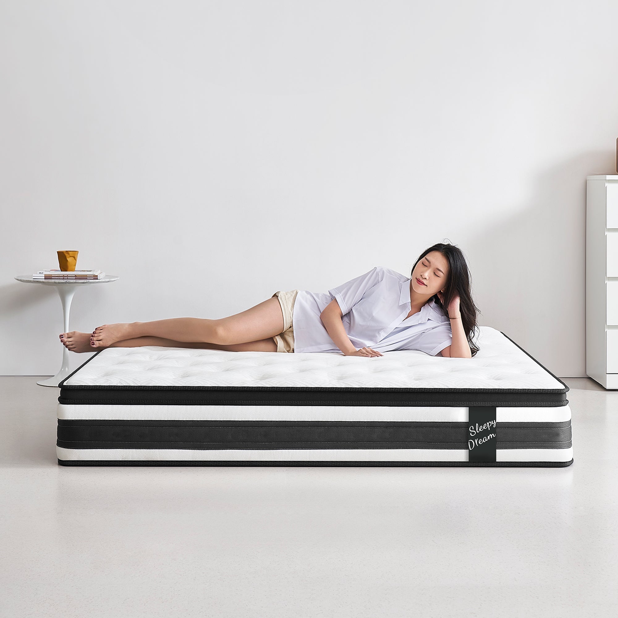 Full Size Hybrid Mattress Breathable Cool Knitted Fabric Cover