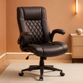 Sillón ejecutivo de oficina de cuero sintético con reposabrazos plegables