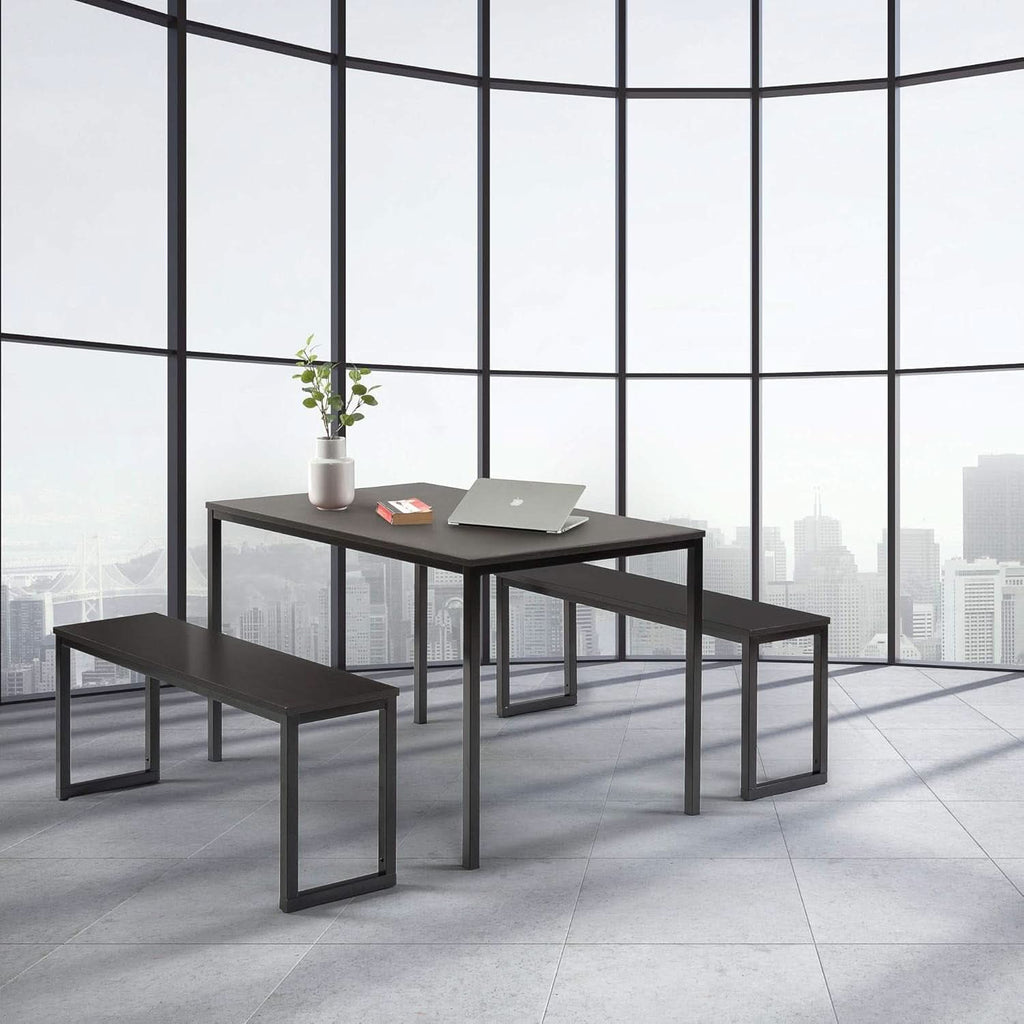 Bancos de mesa de comedor con marco de metal texturizado Espresso