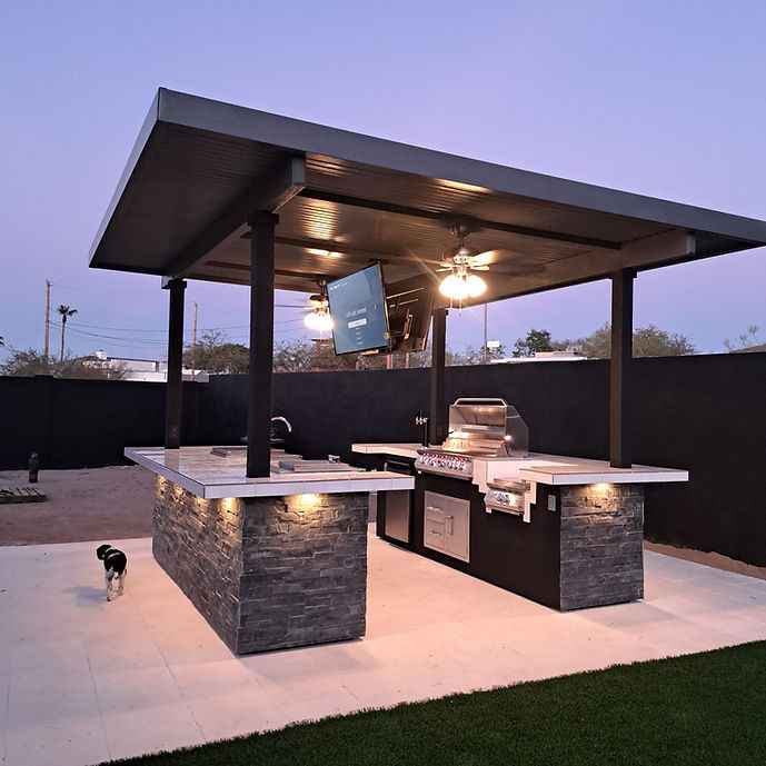 KoKoMo Big Island Sports Bar Cocina de Exterior con Parrilla – 2 televisores de 55" + barbacoa integrada