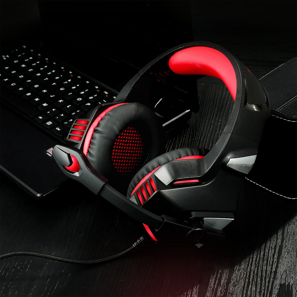 Auriculares para juegos de PS4 con cable luminosos montados en la cabeza