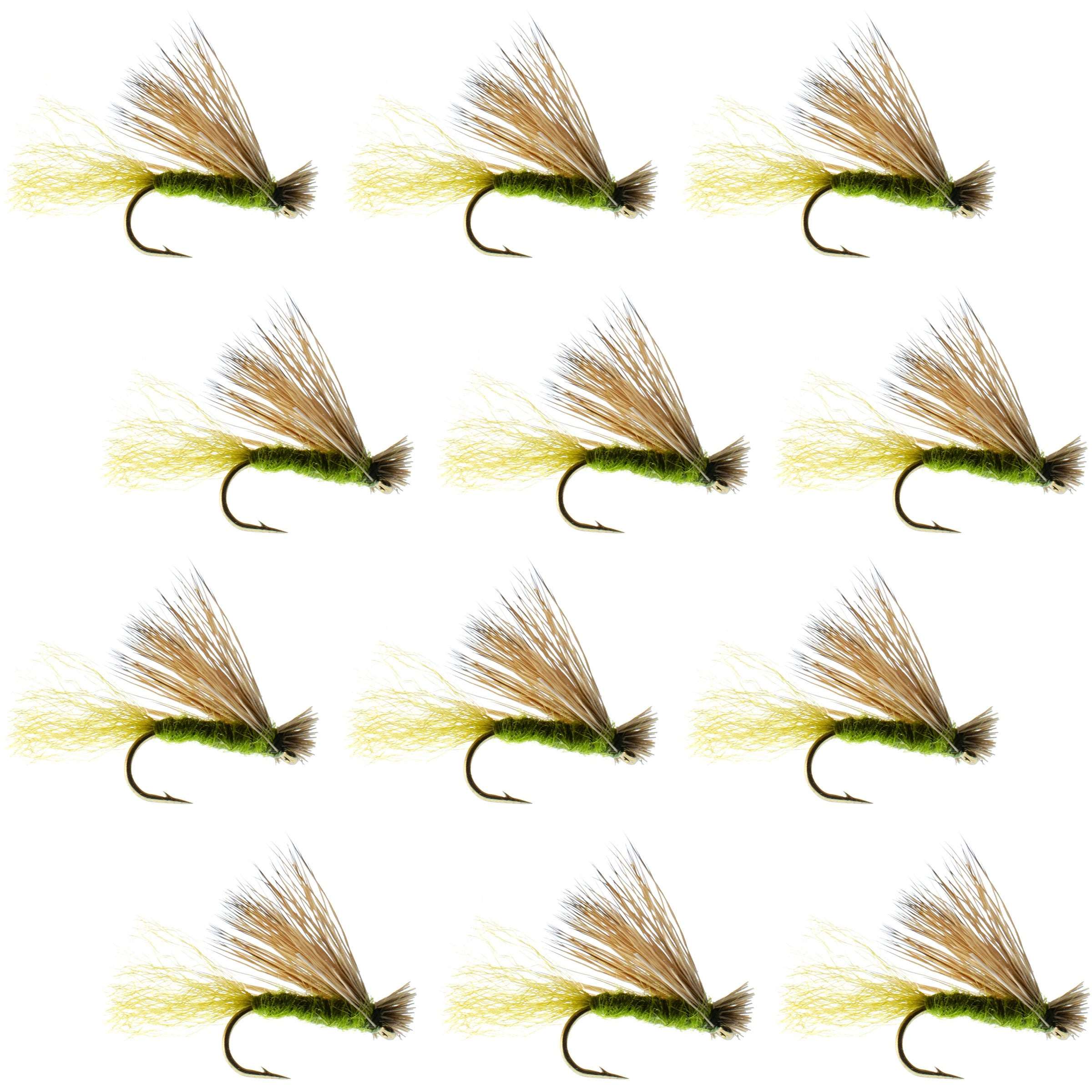 Barbless Olive X Caddis Emerging Caddis Adult Fly - 12 Flies Size 16