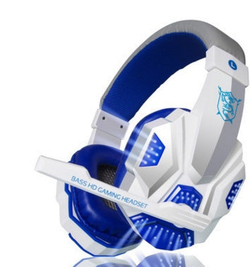 Auriculares de juego Pu mind pc780 negros azules con micrófono para computadora y voz YY, auriculares con luz negra y azul