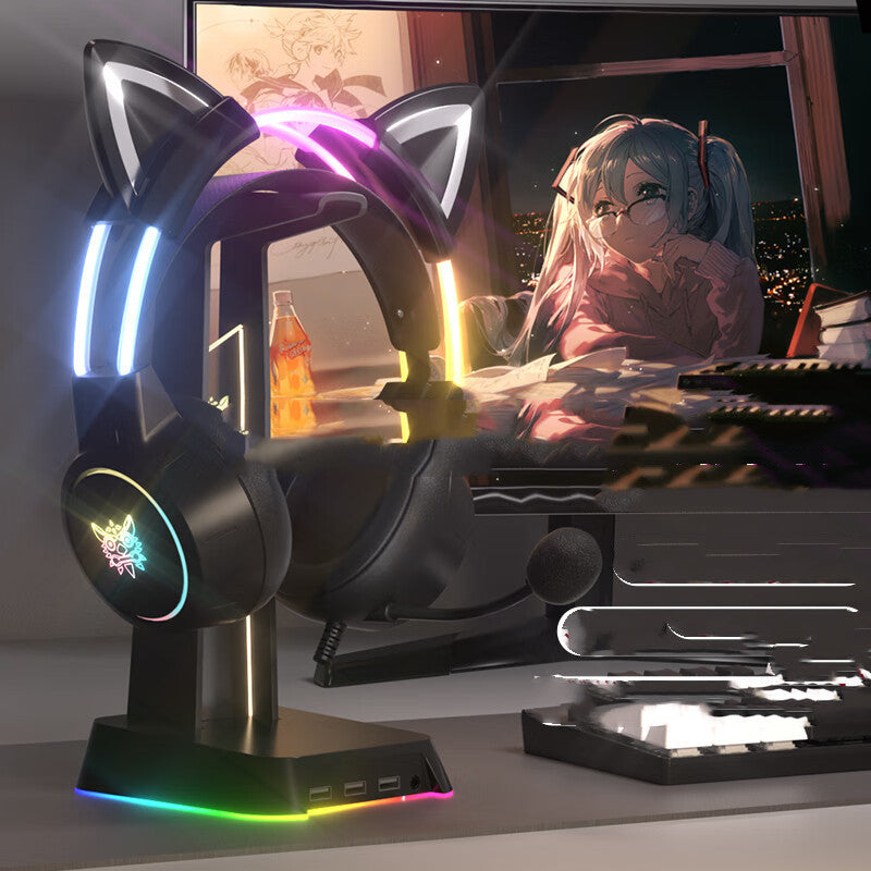 Auriculares para juegos con cable, con iluminación y diseño de moda