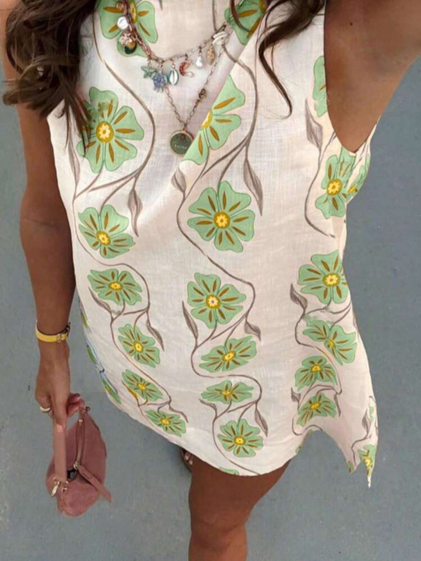 Floral Pattern Sleeveless Mini Dress