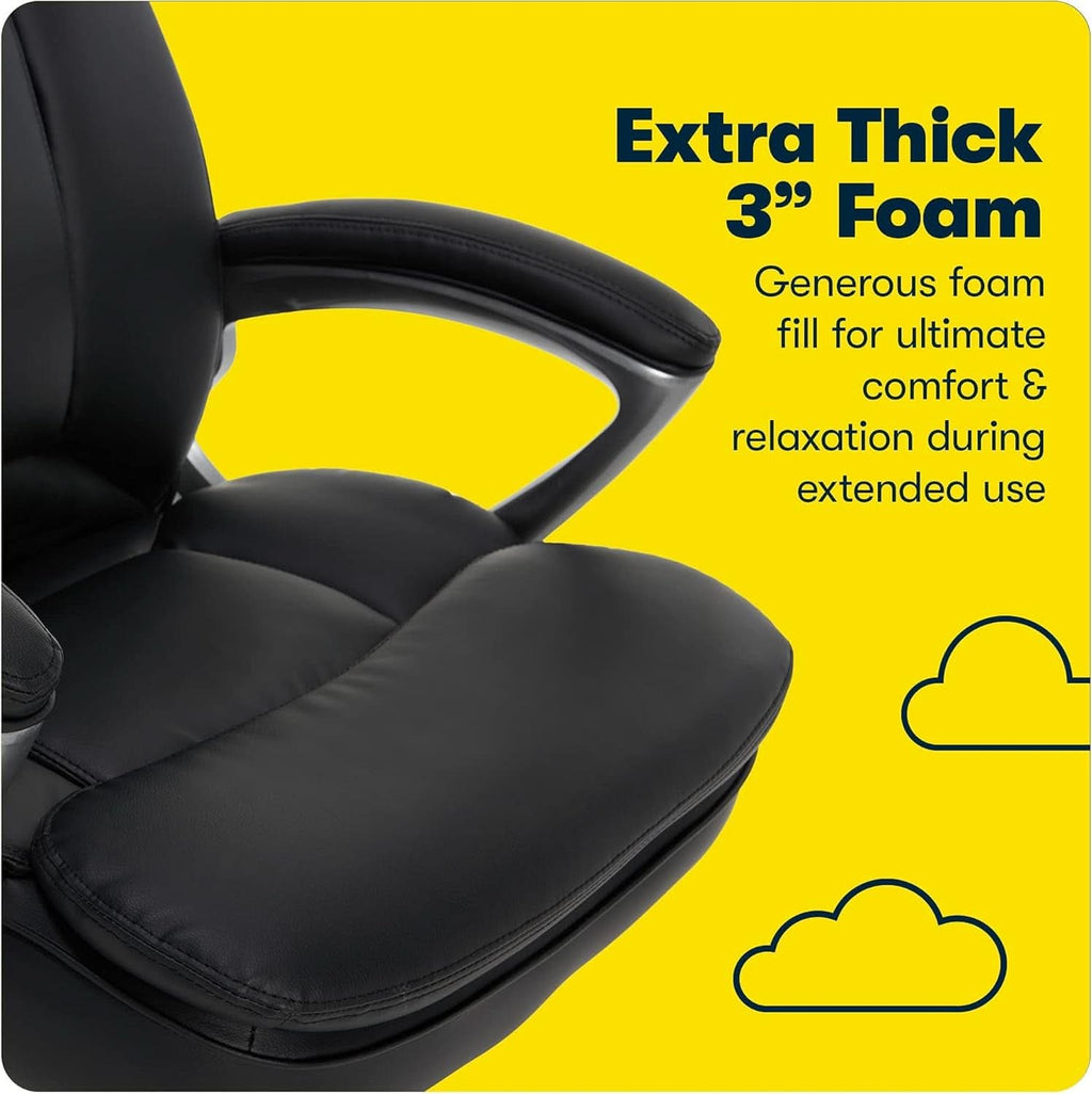 Sillón de oficina ejecutivo ergonómico grande y alto negro