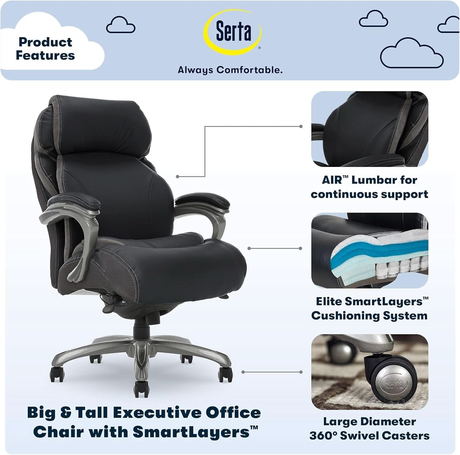 Sillón de Oficina Ejecutivo Grande y Alto con Tecnología Air