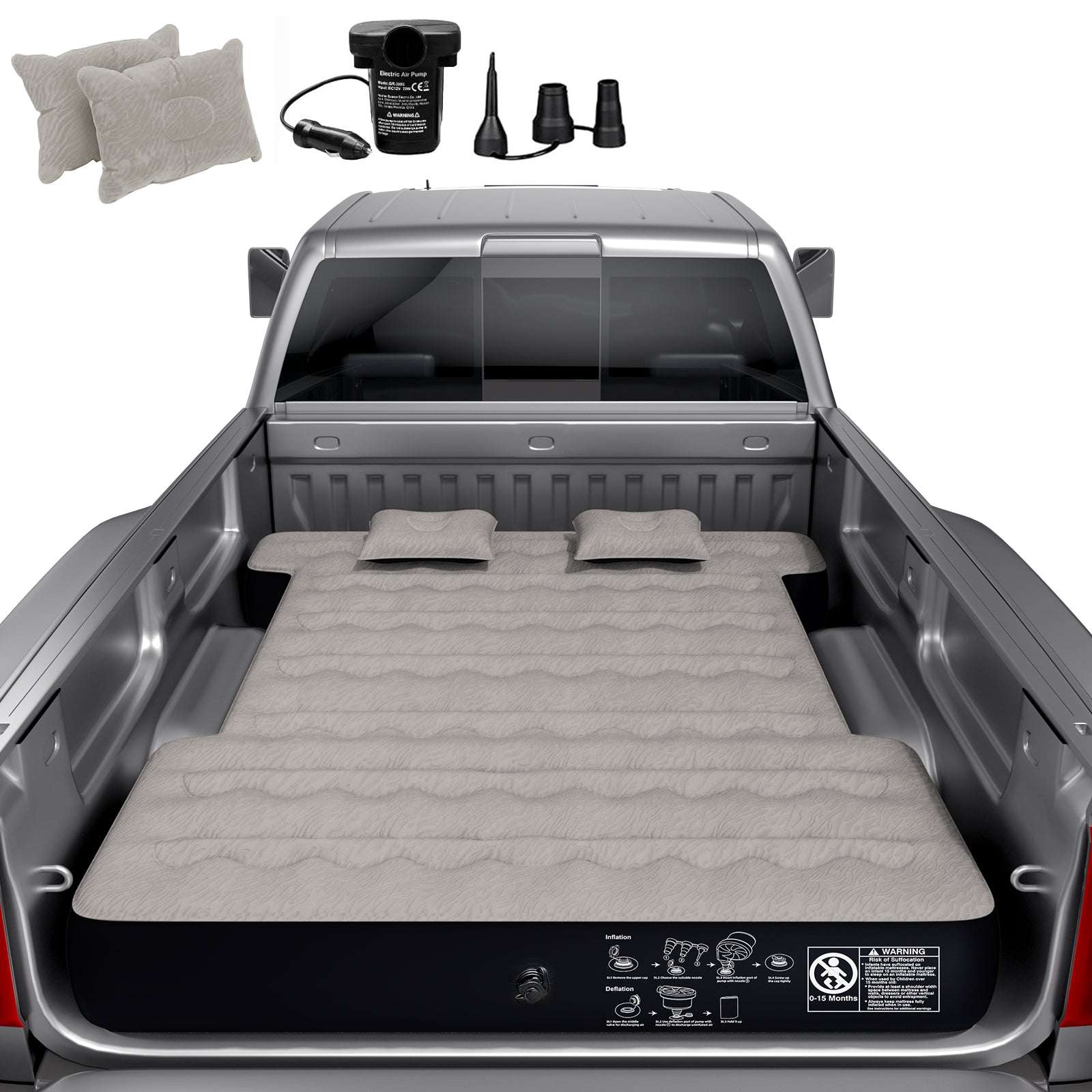 DikaSun Nissan 5.5-5.8ft | Colchón inflable de 6-6.5 pies para caja de camioneta