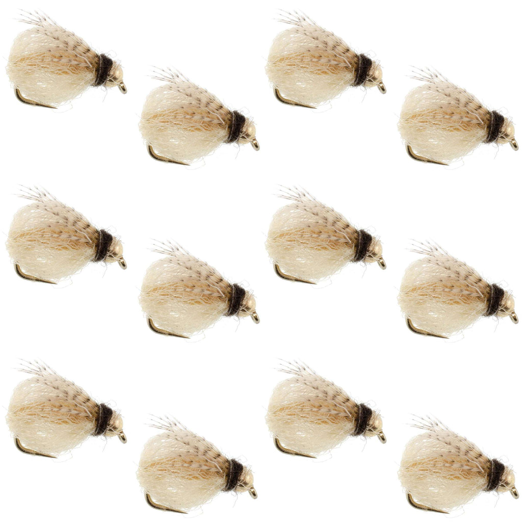 Bead Head LaFontaine Tan Deep Sparkle Caddis Pupa - 12 Flies Size 14
