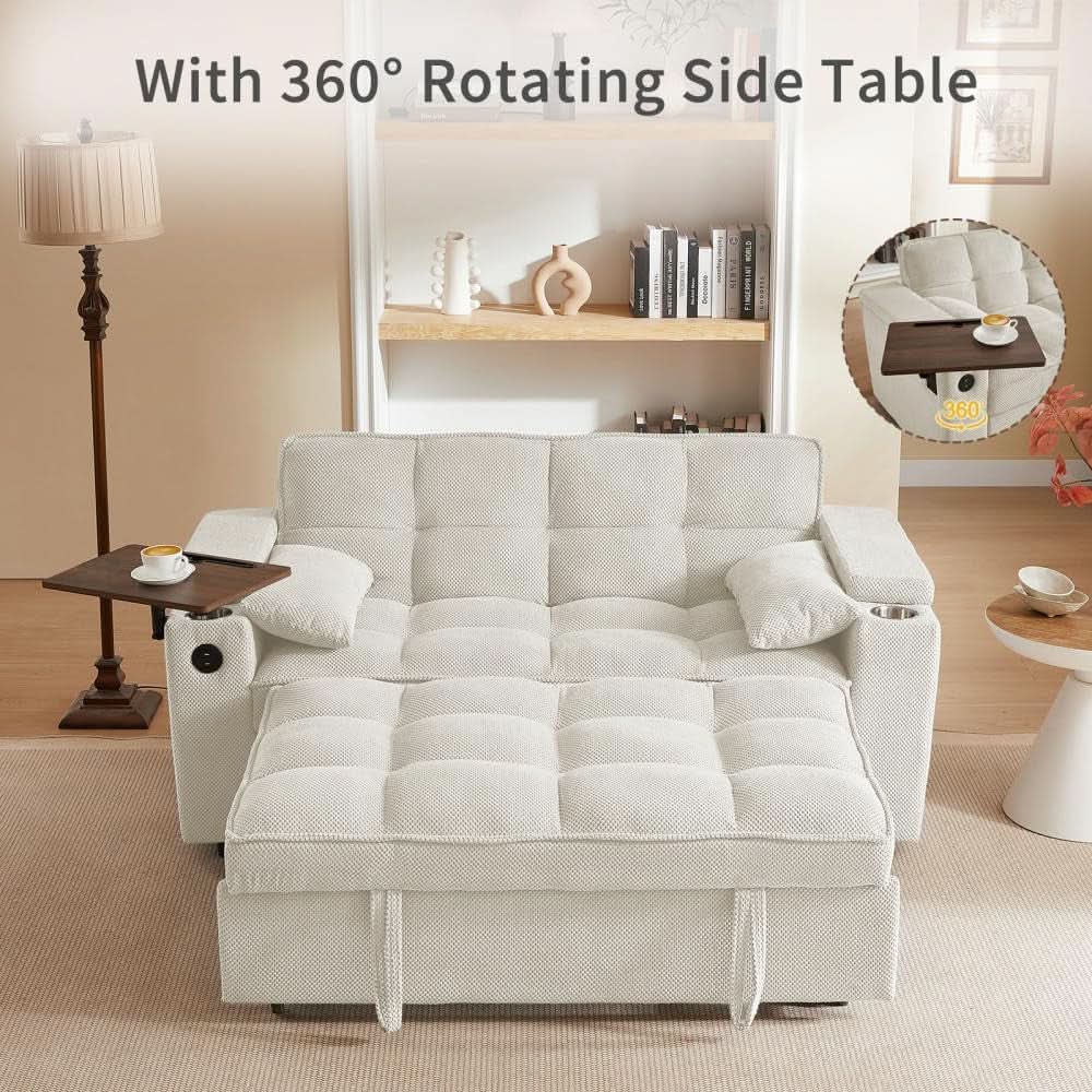 Sofá cama convertible de 65 pulgadas con respaldo ajustable
