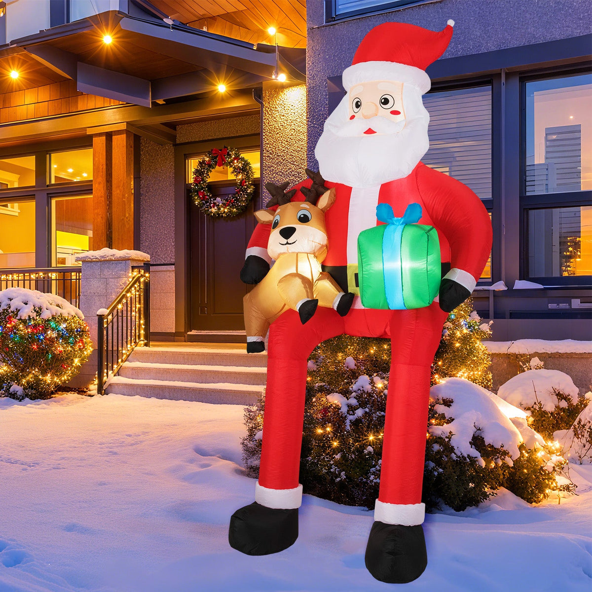 9.5 Feet Christmas Inflatable Santa Outdoor Decoratio with Built-in LED Lights
