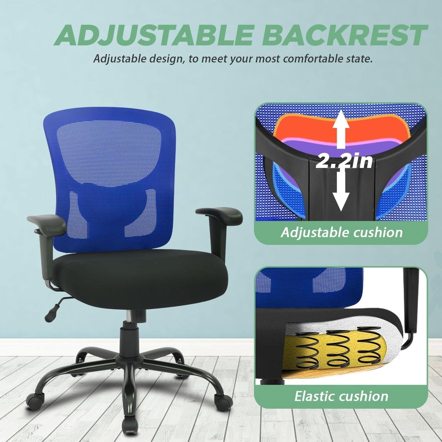 Big And Tall Office Chair 400 Lbs Lumbar Support Comfort