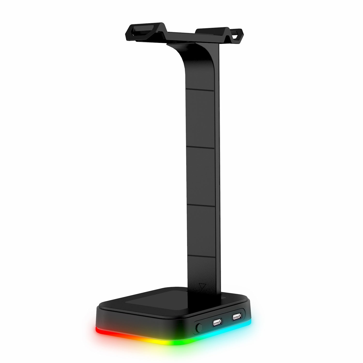 Soporte para auriculares RGB 2 en 1 para ordenador de sobremesa con regleta y 2 puertos USB para carga, colgador de auriculares para juegos