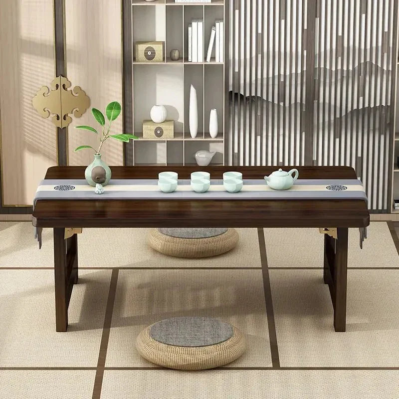 60/70CM Folding Wooden Table Bay Window Balcony Coffee Table Tatami Home Bedroom Bed  Computer Study Desk  Sundry Rack
