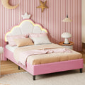 Rosahqnda Children's bed, girls Single bed, Double Bed, Crown Shape Princess bed, Adjustable Headboard, Pink