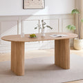 EGOONM  Modern Dining Table Oval Fluted Pedestal Kitchen Table 6-8 Seater Wooden Dinner Table for Dining Room