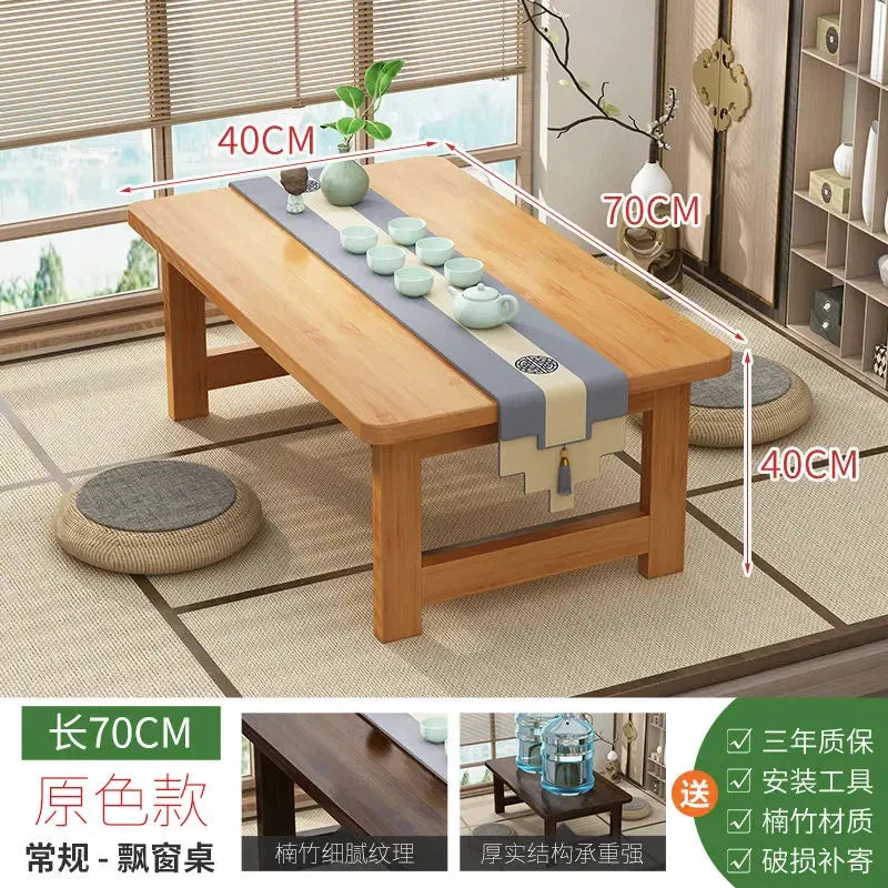 60/70CM Folding Wooden Table Bay Window Balcony Coffee Table Tatami Home Bedroom Bed  Computer Study Desk  Sundry Rack
