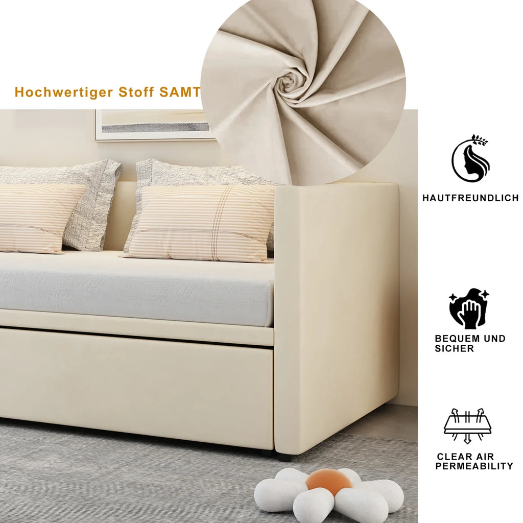 Sofá plegable Rosahqnda, 90/180*200 cm, sofá cama extraíble, sofá, cama tapizada, con somier de láminas, cama multifunción, tejido de terciopelo