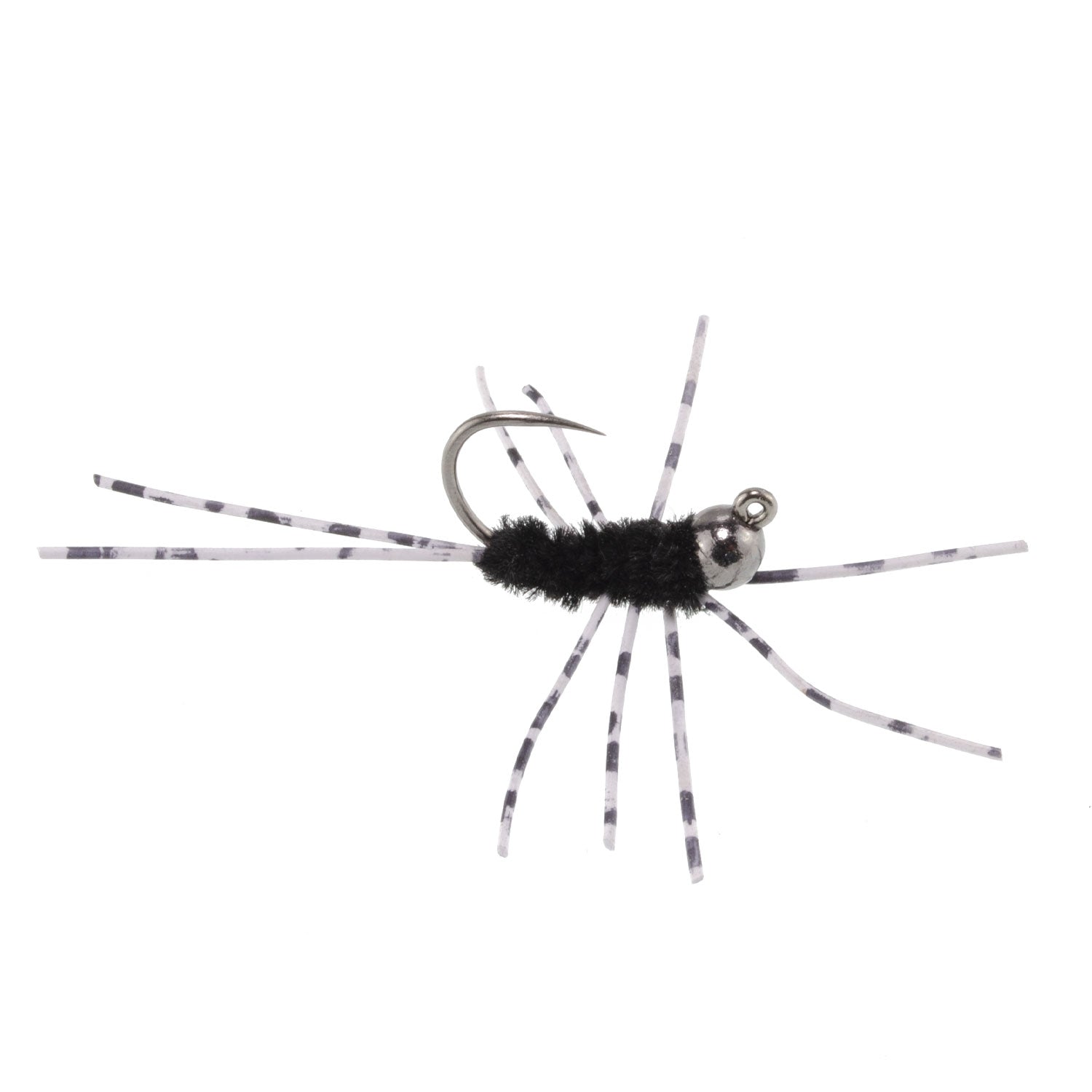 Barbless Pats Rubber Legs Tungsten Jig Black Euro Nymph 12 Flies #6