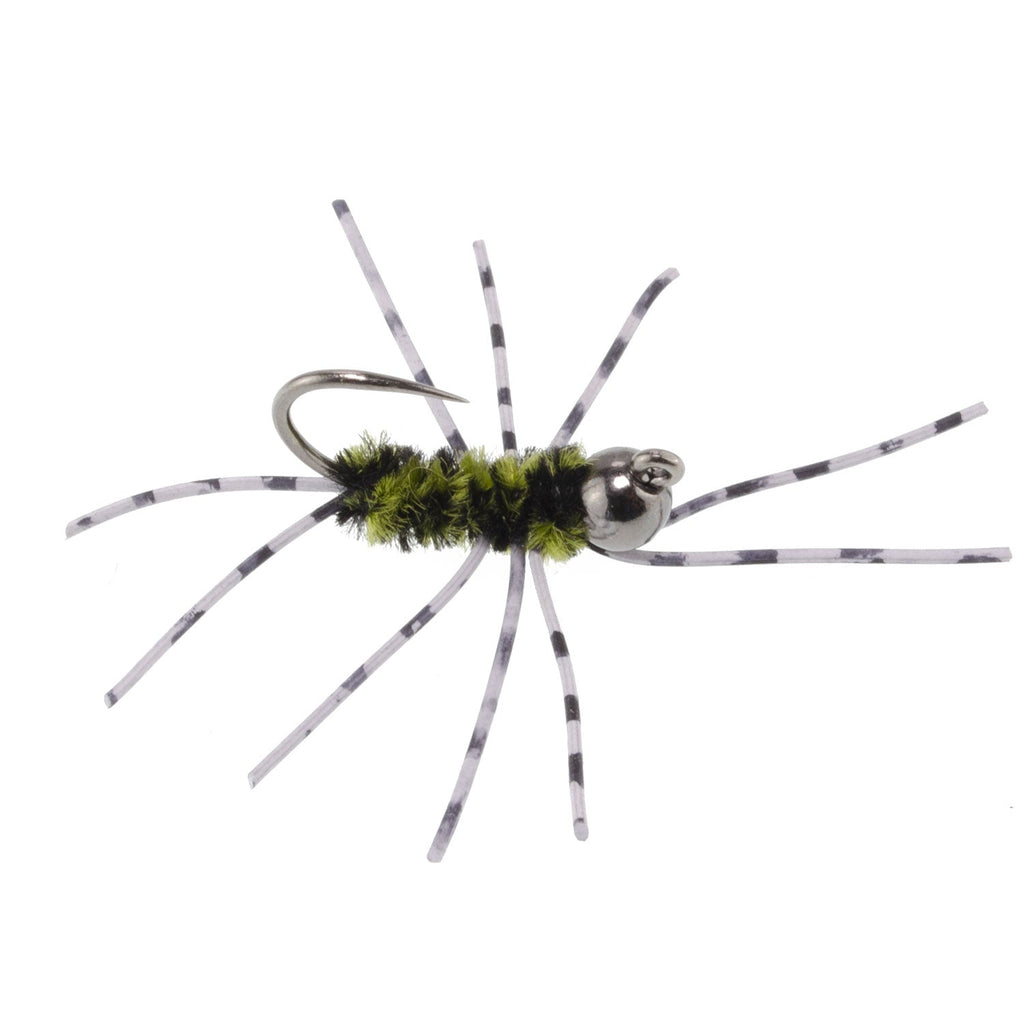 3 Pack Pat's Rubber Legs Tungsten Jigged Black/Olive Euro Nymph Size 6