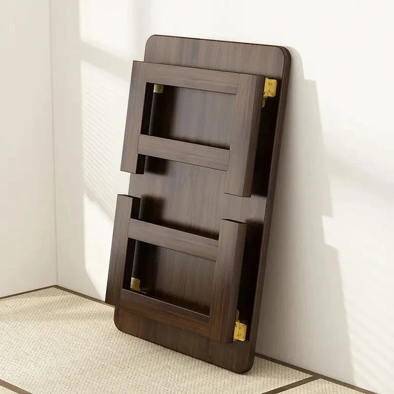 60/70CM Folding Wooden Table Bay Window Balcony Coffee Table Tatami Home Bedroom Bed  Computer Study Desk  Sundry Rack