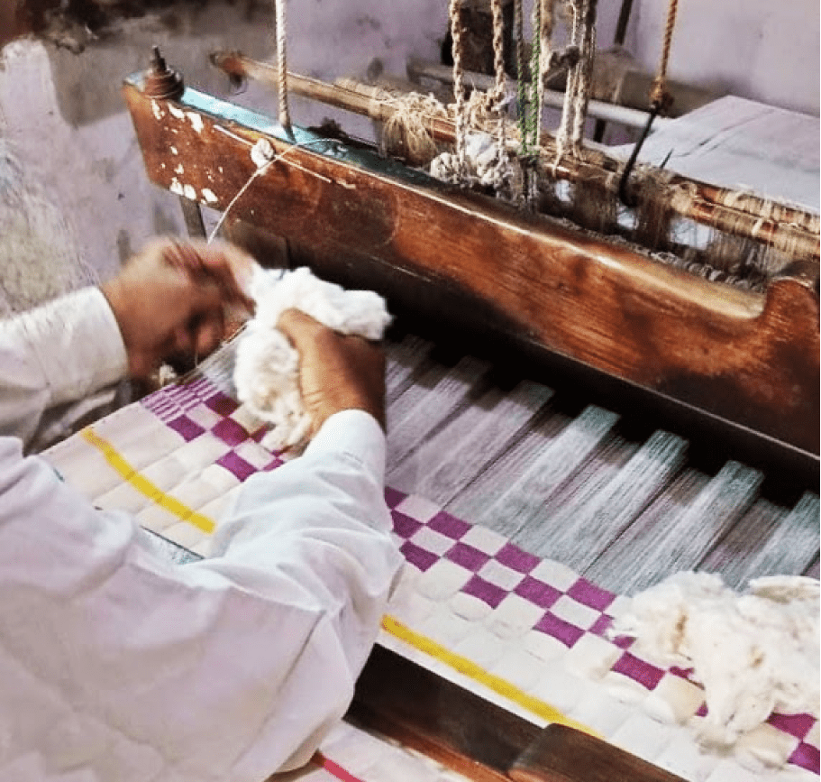 Quilted Sujani Throw Blanket - Blue and White Striped