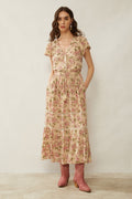 Bohera Floral Splendor Drop Waist Dress