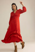 Rumba Rouge Satinkleid in Spiced Red