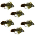 Big Eye Olive Sculpin Streamer Fly - 6 Flies - Hook Size 2
