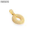 Bubble Letters "Q" Pendant With 14K Gold Cz