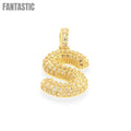 Colgante de letras de burbuja "S" con circonitas de oro de 14 quilates