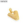 Colgante Letras Burbuja "V" con circonita cúbica de oro de 14K