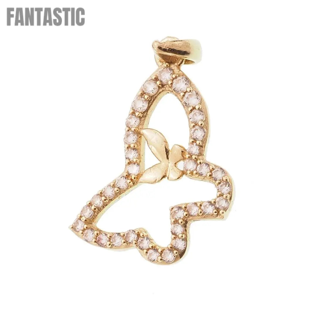 Butterfly Pendant in 14K Gold with CZ Stones