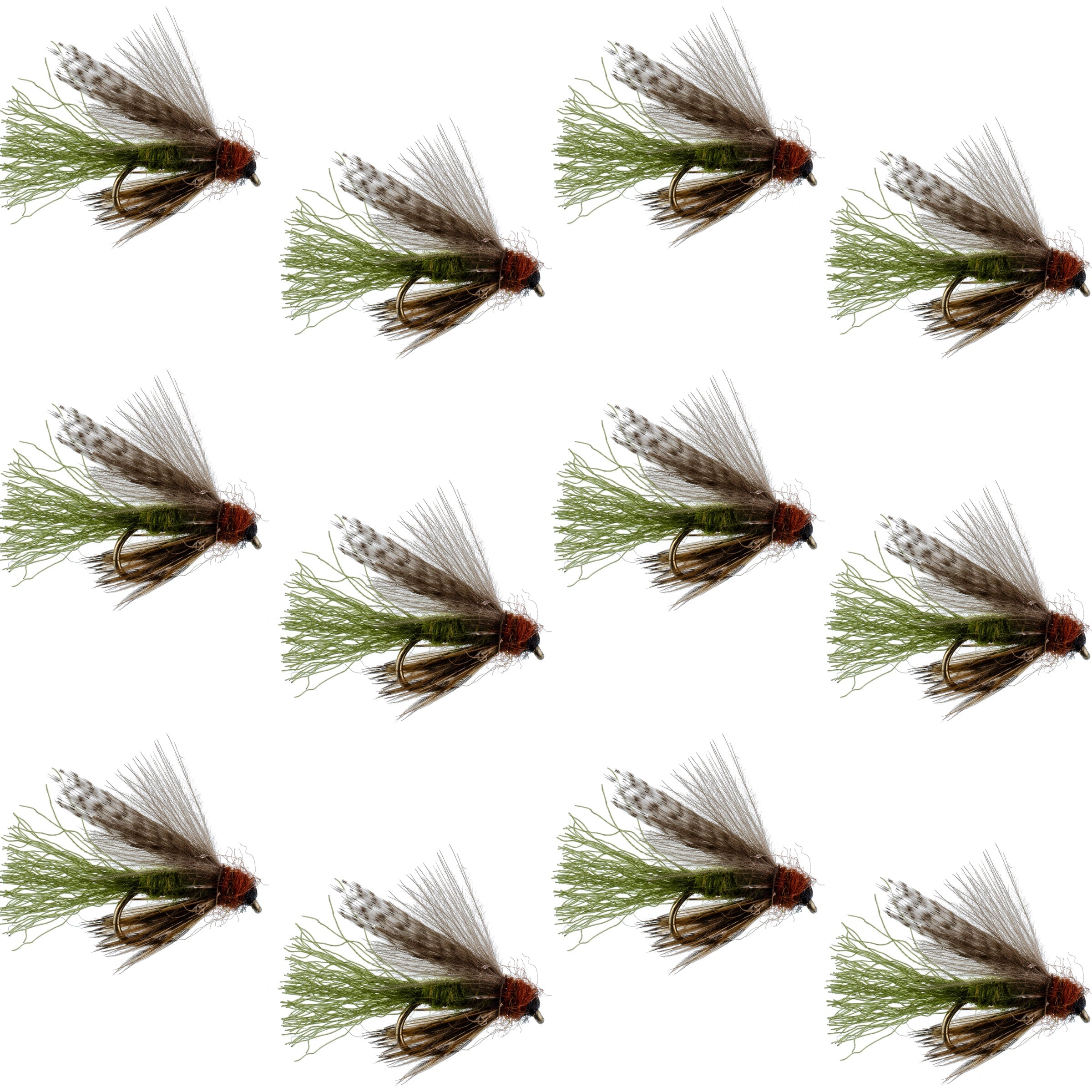 Olive CDC Caddis Emerger 12 Flies Hook Size 12
