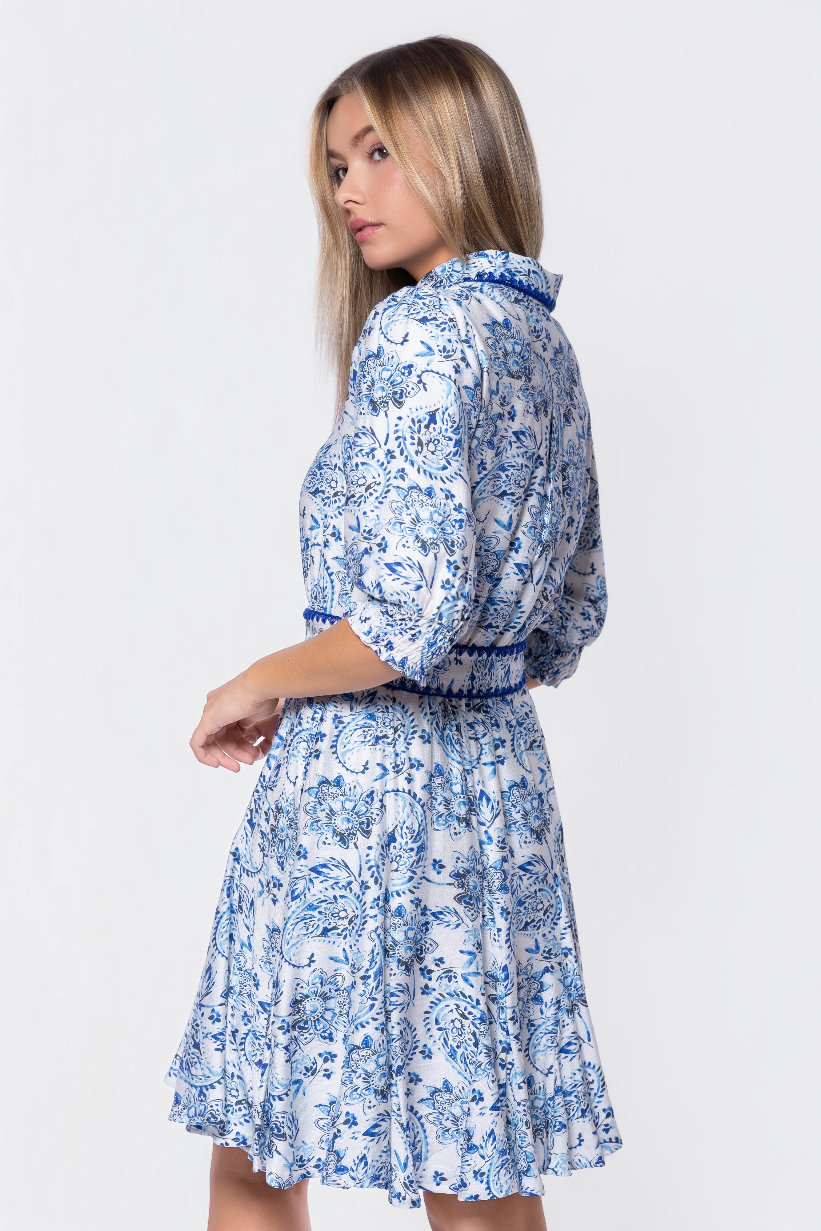 Analia Dress 36" (Blue Pattern)