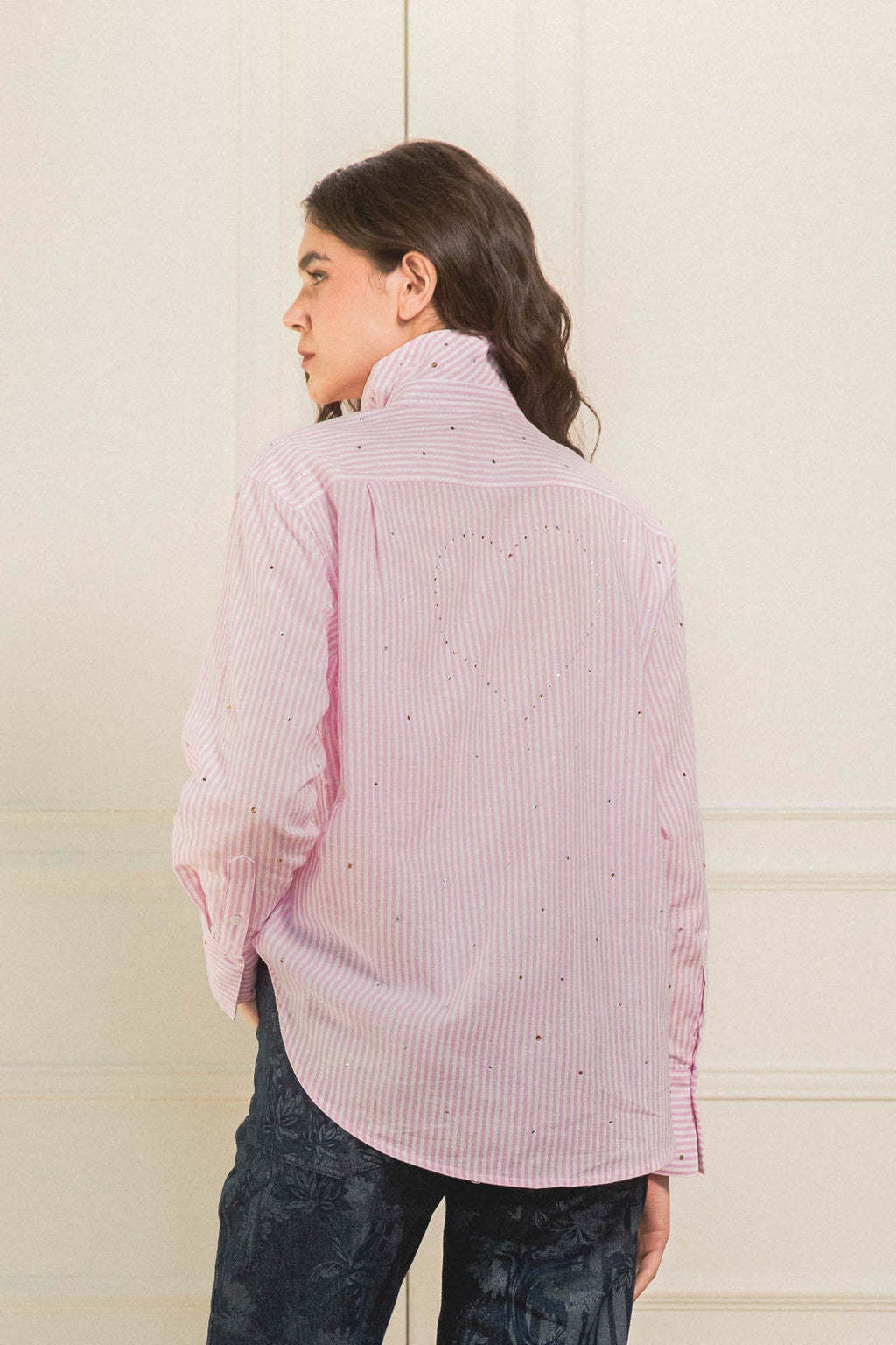Camisa Shiny Heart Hot Pink